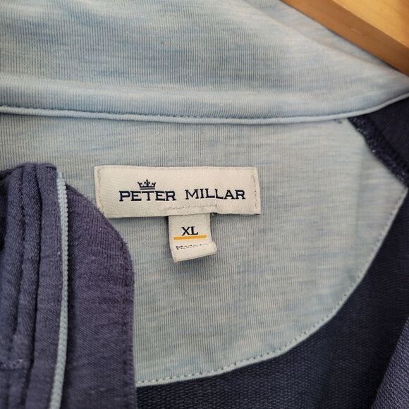 Peter Millar Men's Blue Quarter-Zip Sweater Tencel Blend XL Long Sleeve - Picture 2 of 8